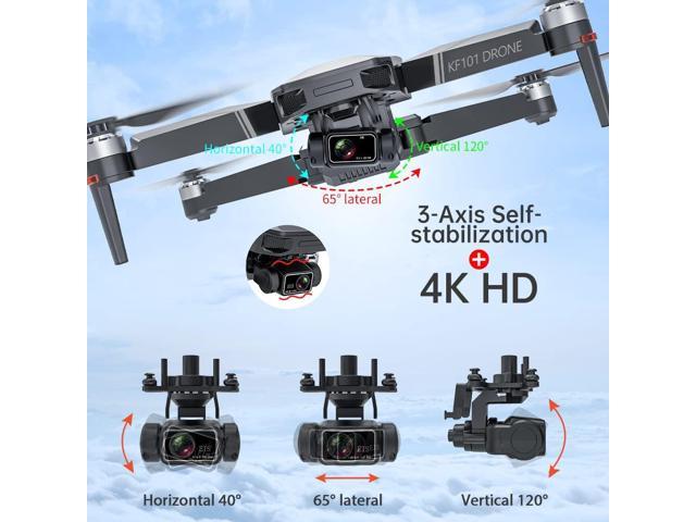 Binygo KF101 MAX GPS Drones with Camera for Adults 4K, RC Distance 5000M, 3 Axis Gimbal+EIS+Repeater, 5G FPV Foldable Quadcopter with Brushless Motor, 30Mins Flight Time 6K with one battery